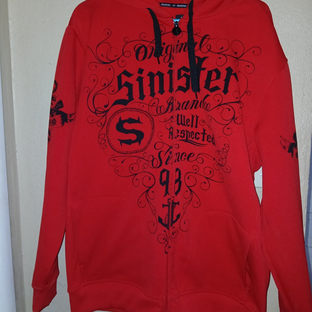 Y2k Vintage Sinster Red Men's Lightweight Hoodie Jacket